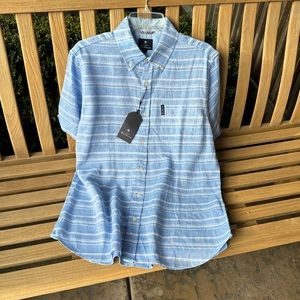 Ben Sherman Men’s Linen Short Sleeve Shirt, Sky Blue, Size M